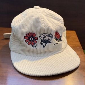 Floral Embroidered Corduroy Cap
